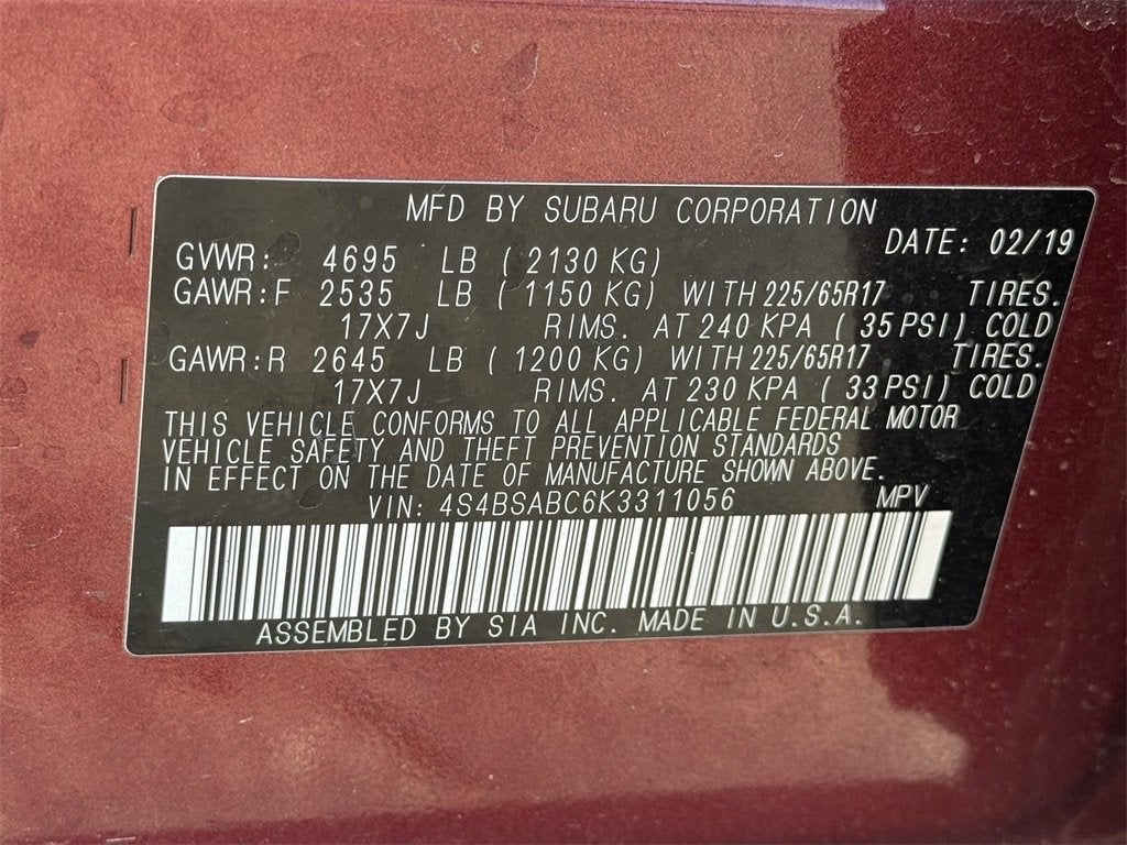 2019 Subaru Outback 2.5i